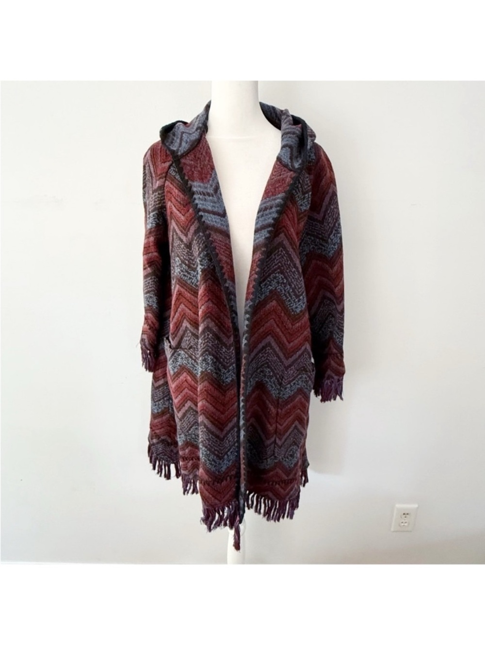 Anthropologie Hei Hei Women Mesilla Wool Fringe Cardigan XS/S Boho Festival Cozy